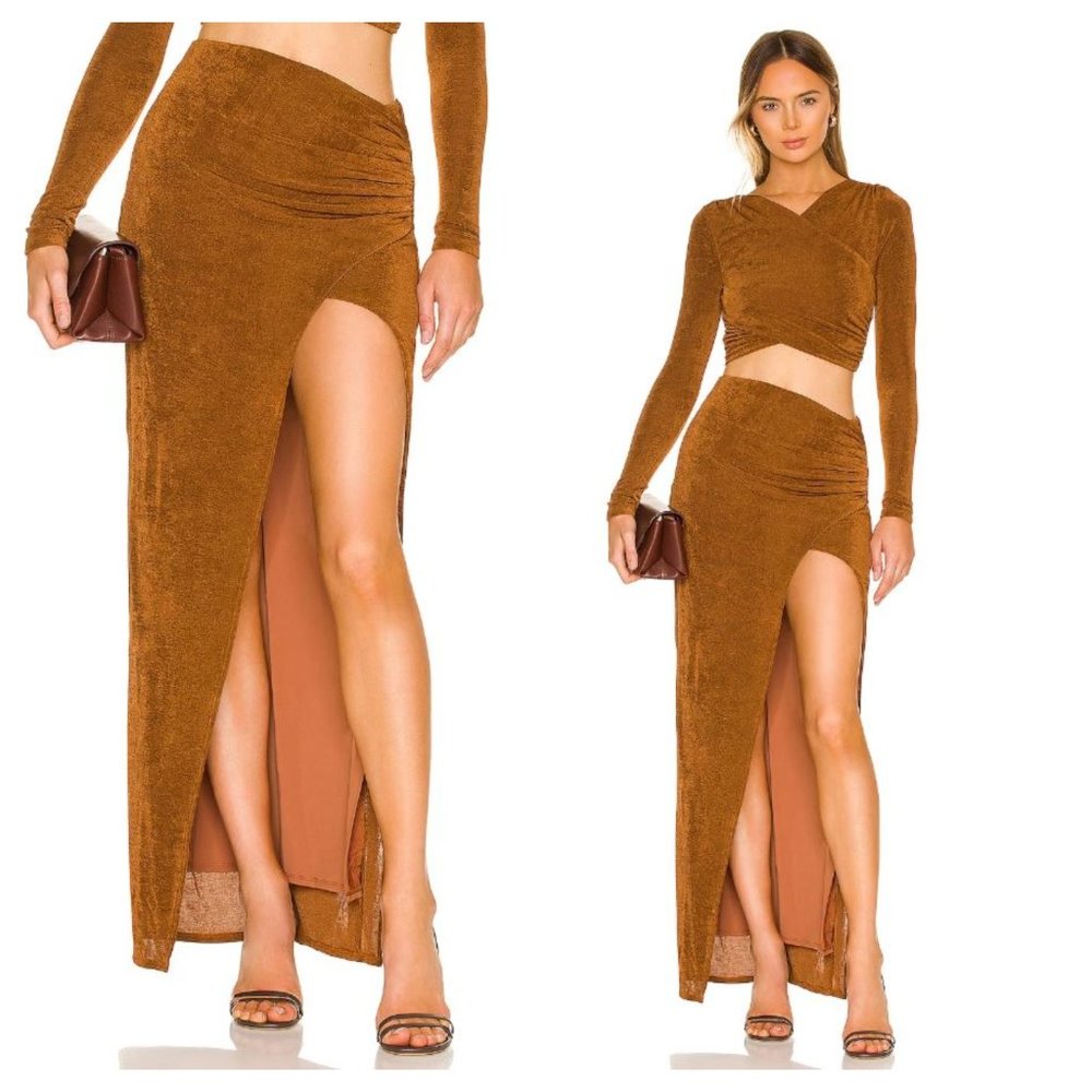 (Fits up to S/M) NWT Lovers & Friends Helena Ruched Maxi Skirt  XS $188